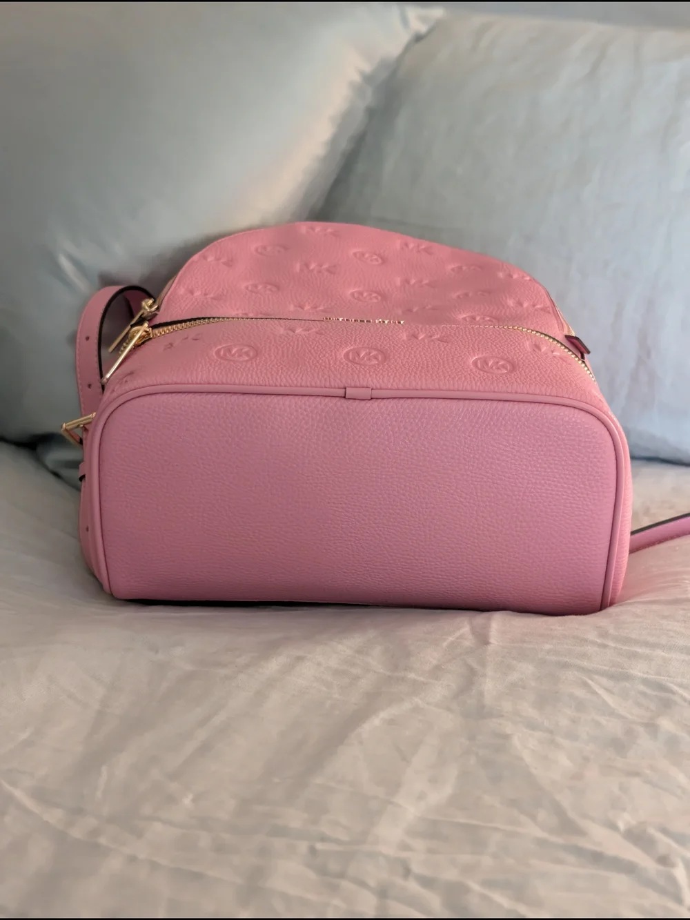 NWT Michael Kors Rhea Medium Zip Backpack in Carnation Pink Monogram